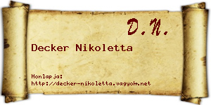 Decker Nikoletta névjegykártya